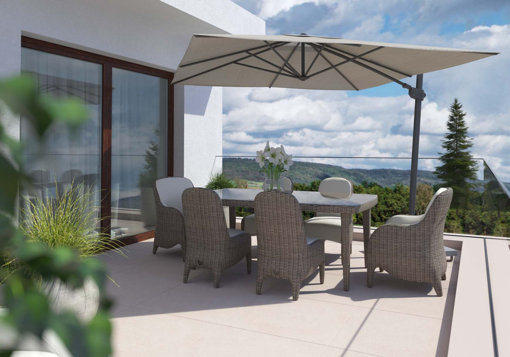 Luxor polyrattan étkező garnitúra a teraszon