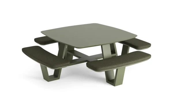Jati Kebon Squadro piknikasztal - Green Mat színben